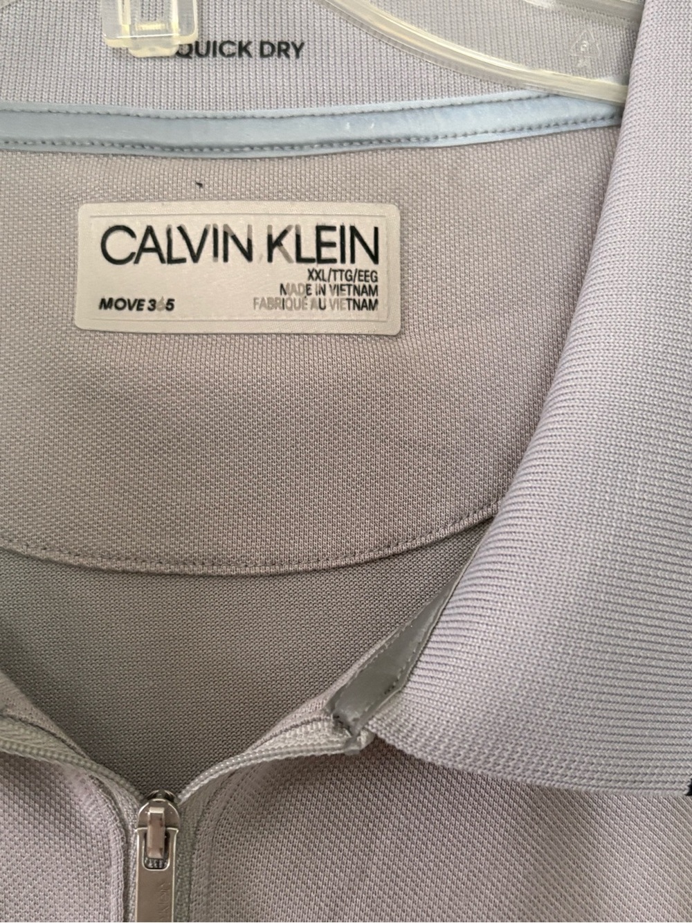Calvin Klein Men’s Light Gray Zip Polo Shirt